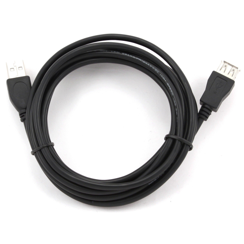 Кабель Cablexpert USB - USB V 2.0 (M/F), подовжувач, 1.8 м, чорний (CCP-USB2-AMAF-6)