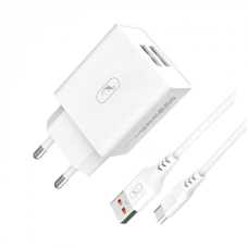 Зарядний пристрій SkyDolphin SC30T (2USB, 2.1A) White (SDMZP-000113) + кабель Type-C