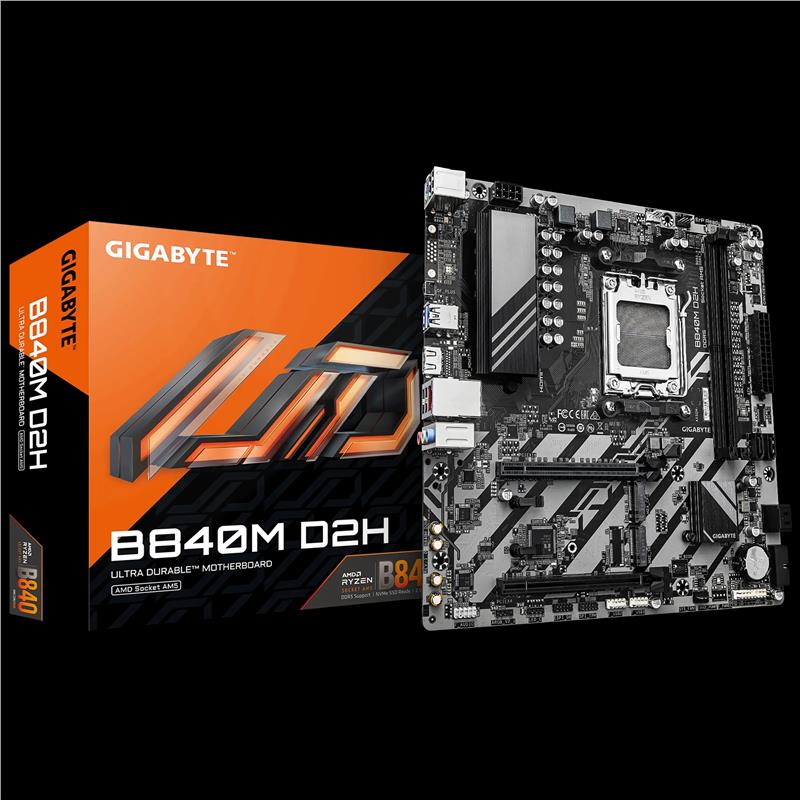Материнська плата GIGABYTE B840M D2H sAM5 B840 2xDDR5 M.2 HDMI mATX
