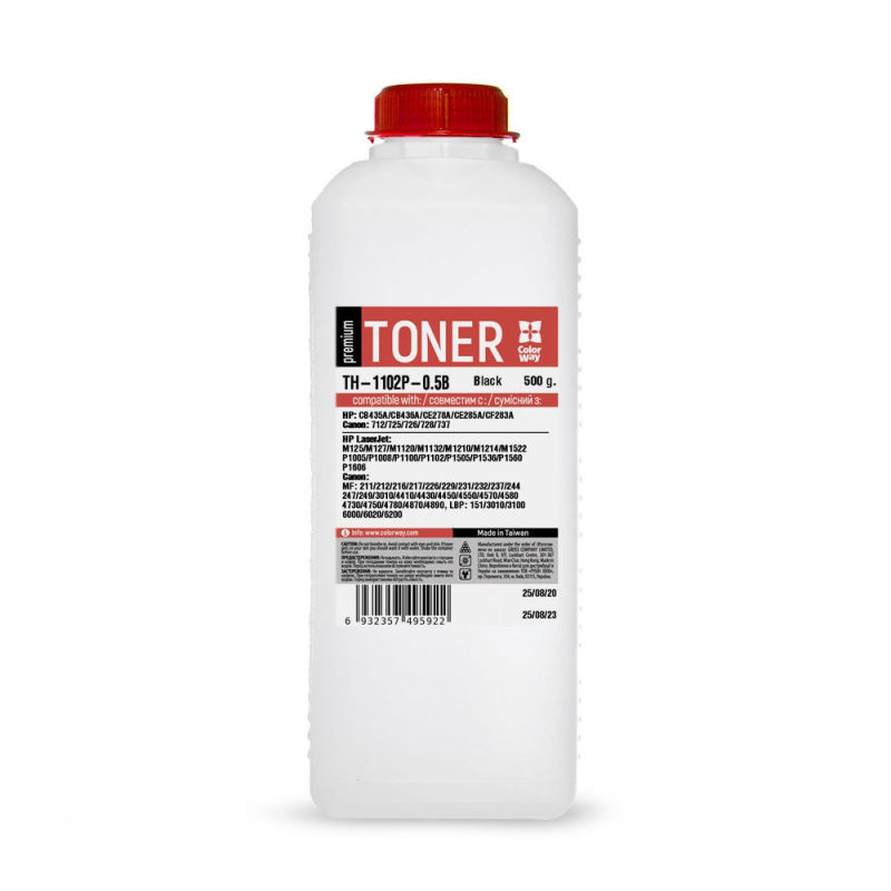 Тонер ColorWay (TH-1102P-0.5B) HP P1102/P1606/Canon 725/Canon 728, 500г Premium