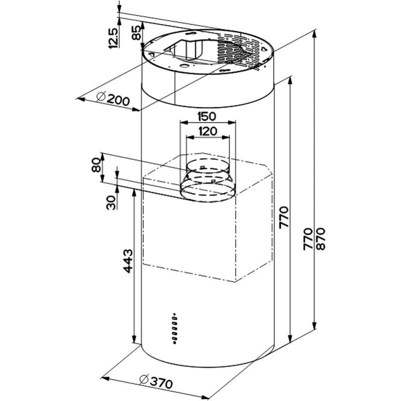 Витяжка Faber Cylindra Isola Evo Plus BK Matt A37