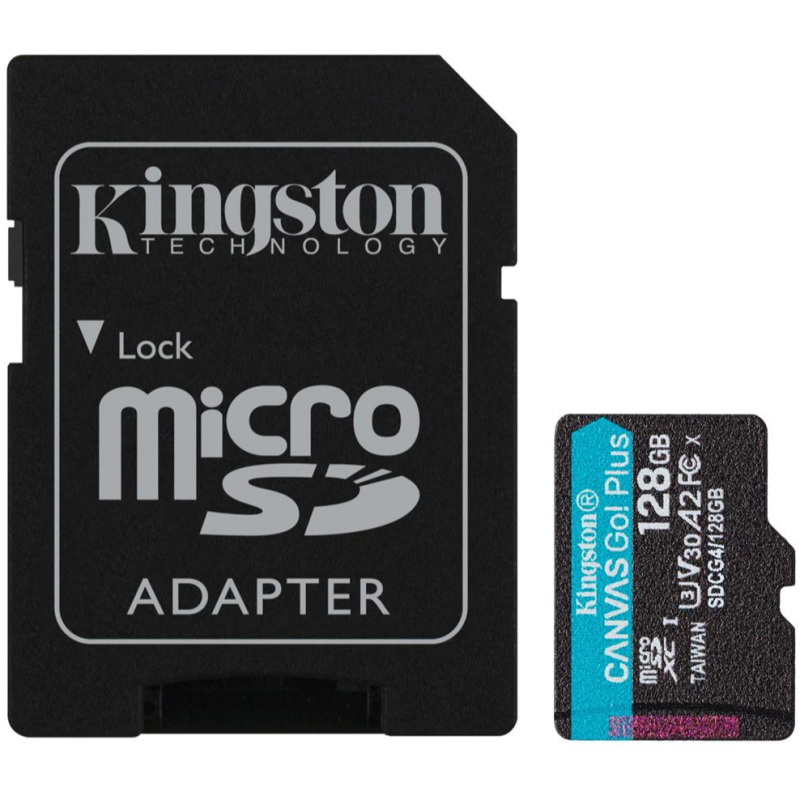 Карта пам`яті MicroSDXC 128GB UHS-I/U3 Class 10 Kingston Canvas Go! Plus R200/W200MB/s + SD-адаптер (SDCG4/128GB)