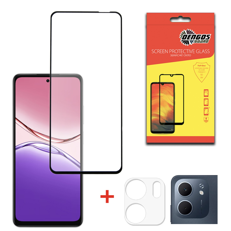 Комплект захисних стекол Dengos для Oppo A5x Black Full Glue (DG-TGSCP-11)