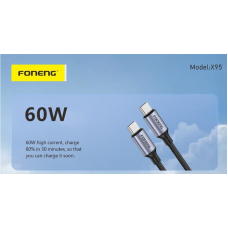 Кабель Foneng X95 Metal Head Braided Cable USB-C - USB-C (M/M) 60W 1.2 м Black (X95-CA-TCTC)