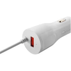 Автомобільний зарядний пристрій Canyon (1USB, 2.4A) White (CNE-CCA033W) + кабель Lightning