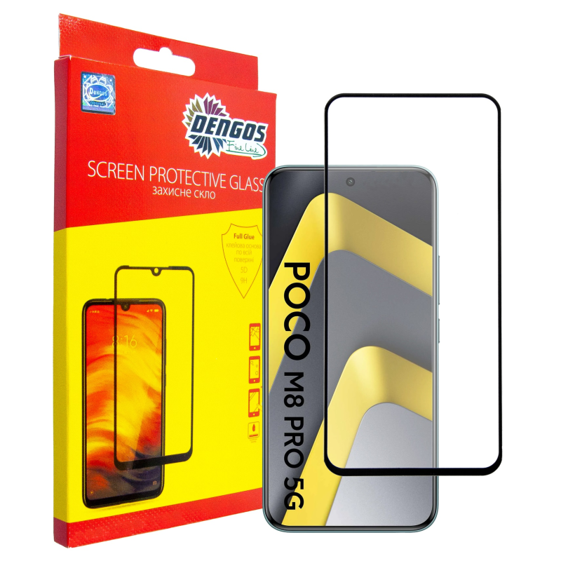 Захисне скло Dengos для Poco M8 Pro 5G Black Full Glue (TGFG-429)