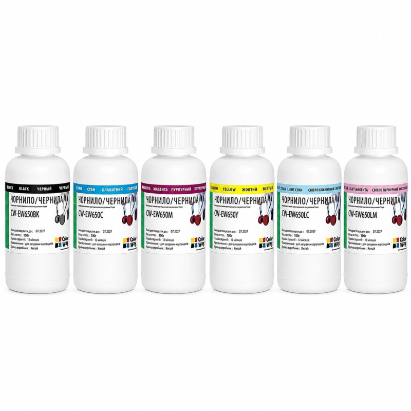 Комплект чорнил ColorWay Epson TX650 BK/С/LC/LM/M/Y (ColorWay-EW650SET02) 6*200г