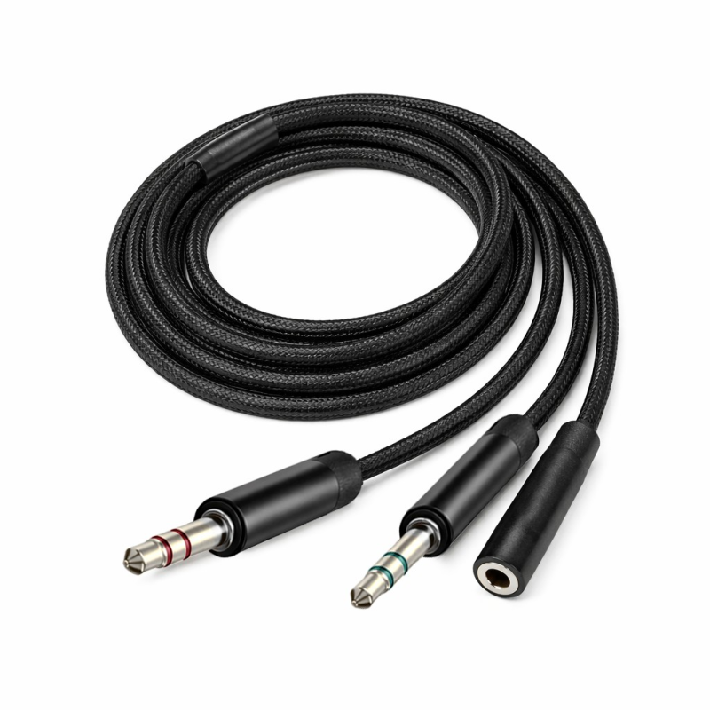 Адаптер ColorWay 3.5 мм - 2х3.5 мм (F/M), 1 м, Black (CW-AD-J2MJ)