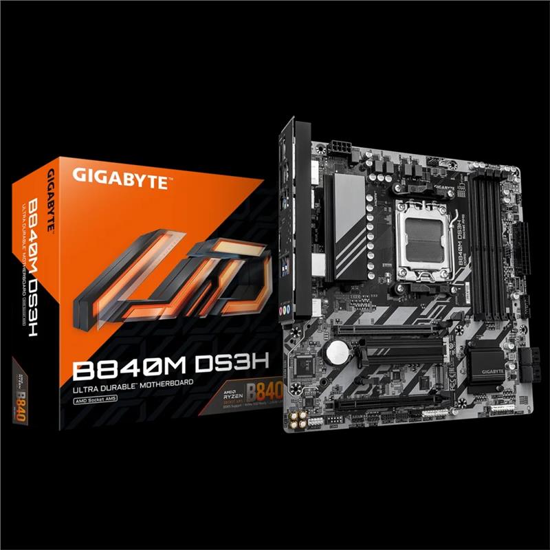Материнська плата GIGABYTE B840M DS3H sAM5 B840 4xDDR5 M.2 HDMI DP mATX
