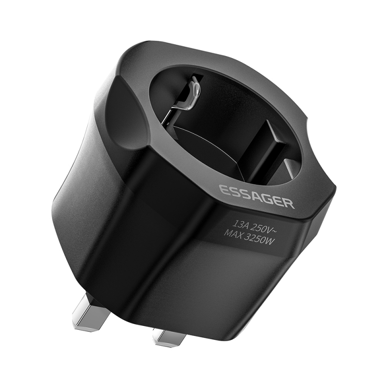 Адаптер Essager EU - UK (F/M) Black (ECTZH-YCC01-Z)