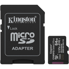 Карта пам`яті MicroSDXC 64GB UHS-I Class 10 Kingston Canvas Select Plus R100MB/s + SD-адаптер (SDCS3/64GB)
