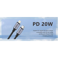 Кабель Foneng X95 Metal Head Braided Cable USB-C - Lightning (M/M) PD20W, 1.2 м, Black (X95-CA-TCIP)