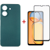 Чохол-накладка Dengos для Xiaomi Redmi 13C Green (DG-KM-54) + захисне скло