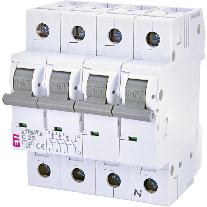 Автоматичний вимикач ETI ETIMAT 6 3p+N C 25 А (6 kA) (2146518)