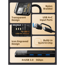 USB-хаб Cabletime CB03B USB Type-C 4-в-1