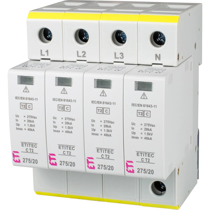 Обмежувач перенапруги ETI ETITEC C T2 275/20 (4+0) 4p (2440395)