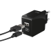 Мережевий зарядний пристрій Trust Urban Fast Dual USB-C&USB (17W, 2USB 3.0A) Black (21589)