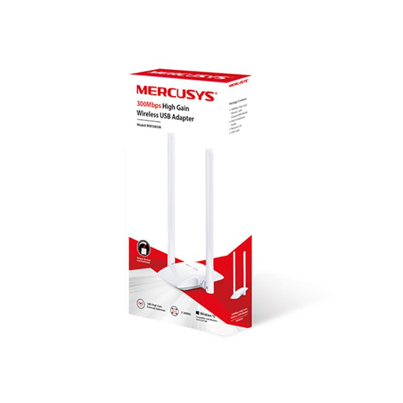 Бездротовий адаптер Mercusys MW300UH (N300, micro USB, 2 антени)