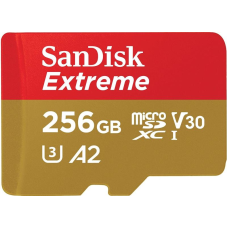 Карта пам`ятi MicroSDXC 256GB C10 UHS-I SanDisk Extreme V30 U3 R190/W130MB/s + SD (SDSQXAV-256G-GN6MA)