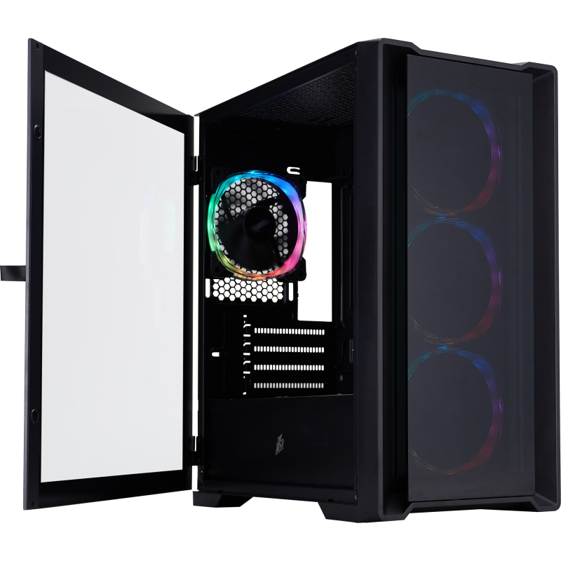 Корпус 1stPlayer T4-G-BK-4FS7 Black