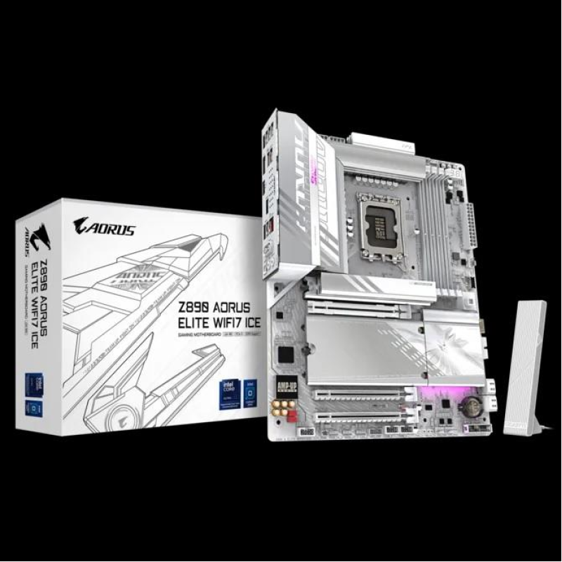 Материнська плата GIGABYTE Z89 AORUS ELITE WF7 ICE s1851 Z890 4xDDR5 M.2 HDMI DP Wi-Fi BT ATX білий