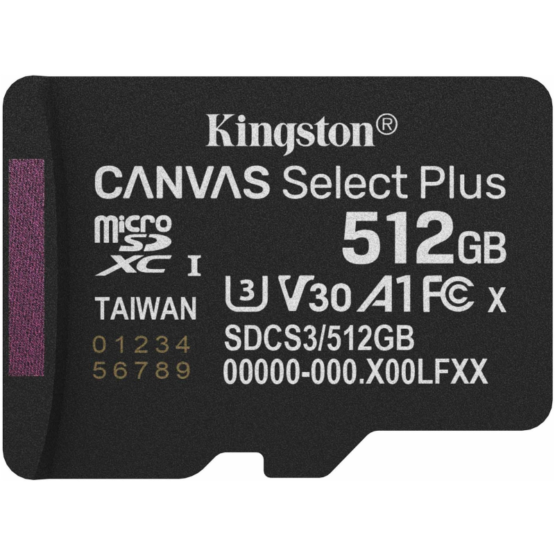Карта пам`яті MicroSDXC 512GB UHS-I Class 10 Kingston Canvas Select Plus R150MB/s (SDCS3/512GBSP)