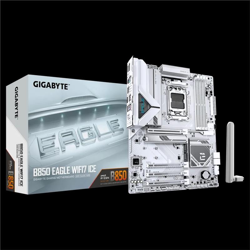 Материнська плата GIGABYTE B850 EAGLE WF7 ICE sAM5 B850 4xDDR5 M.2 HDMI DP Wi-Fi BT ATX білий