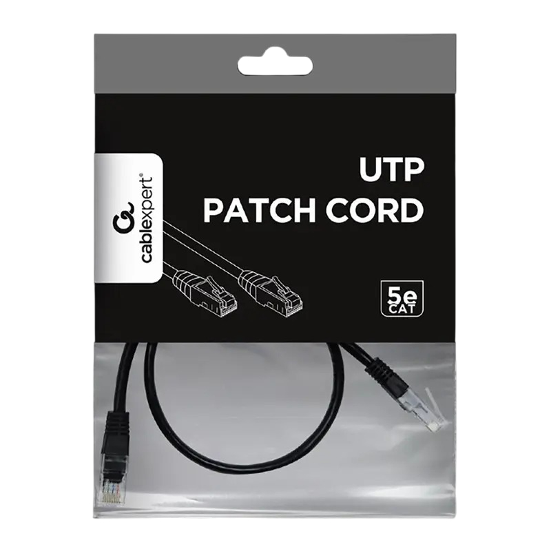 Патч-корд UTP Cablexpert (PP12-0.5M/BK) літий, 50u 