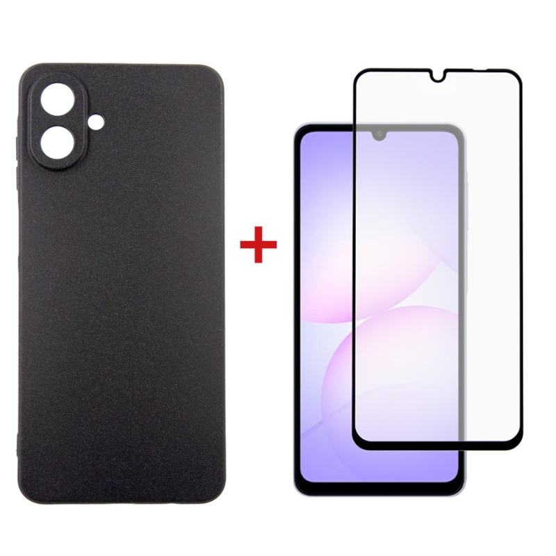 Чохол-накладка Dengos Carbon для Samsung Galaxy A07 Black (DG-KM-162) + захисне скло