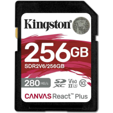 Карта пам`яті SDXC 256GB UHS-II/U3 Class 10 Kingston Canvas React Plus V60 SD R280/W150MB/s (SDR2V6/256GB)