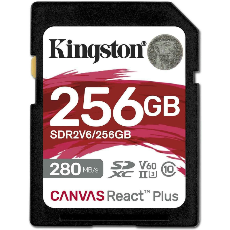 Карта пам`яті SDXC 256GB UHS-II/U3 Class 10 Kingston Canvas React Plus V60 SD R280/W150MB/s (SDR2V6/256GB)