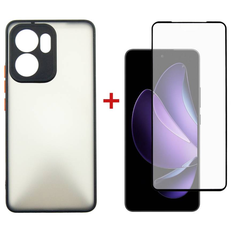 Чохол-накладка Dengos для Oppo Reno 13F Black Full Glue (DG-KM-149) + захисне скло