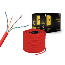 Кабель вита пара Cablexpert (UPC-5004E-SOL-R) CAT5e, алюміній під міддю (CCA з AWG24), неекранований, червоний, 305м