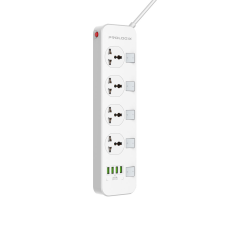 Фільтр живлення ProLogix Premium (PR-SC4408W) 2.5 кВт, 4 розетки, 4 USB, 2 м, з вимикачами, білий