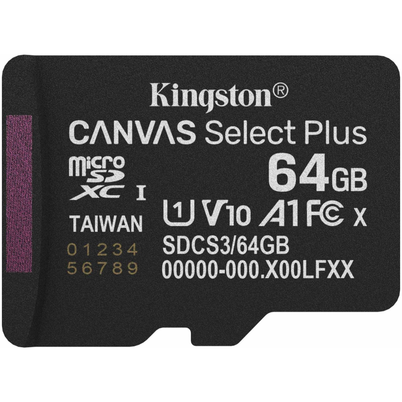 Карта пам`яті MicroSDXC 64GB UHS-I Class 10 Kingston Canvas Select Plus R100MB/s (SDCS3/64GBSP)