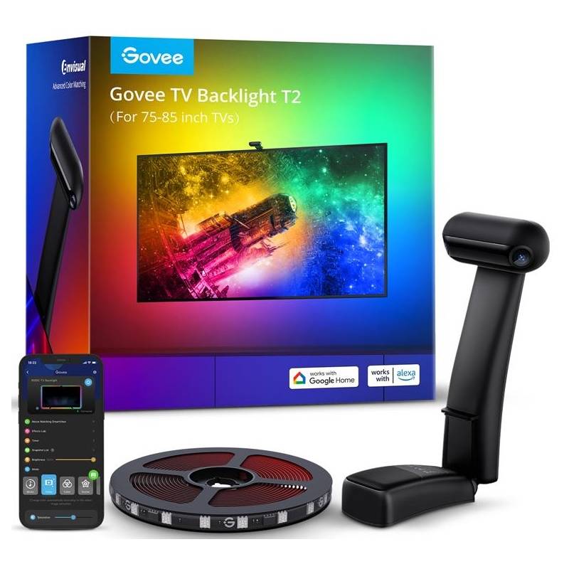 Світлодіодна стрічка розумна Govee H605C Envisual TV Backlight T2 with Dual Cameras 55-65` RGBIC, 3.6 м, Black (H605C311)