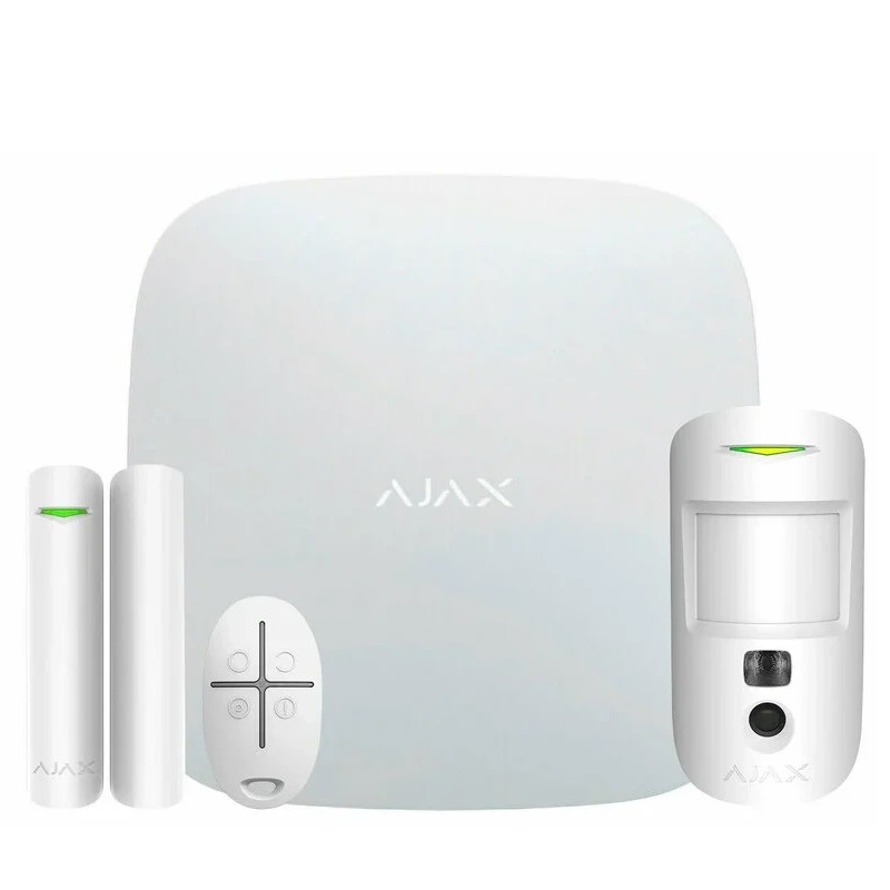 Комплект охоронної сигналізації Ajax StarterKit Cam Plus HDR ECG (8EU) UA White (117597.66.WH1)