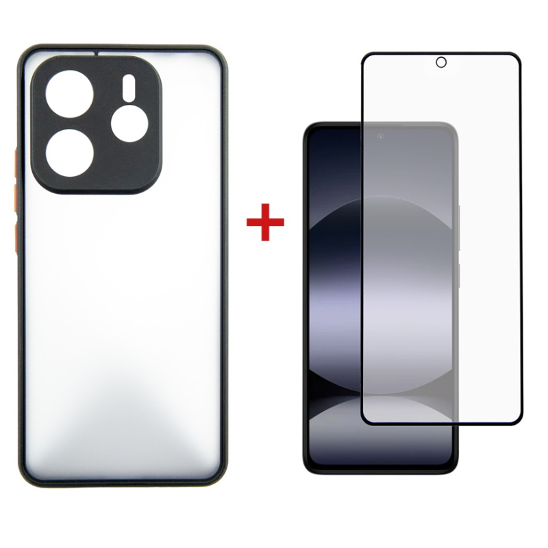 Чохол-накладка Dengos Matt для Xiaomi Redmi Note 14 Pro Black (DG-KM-128) + захисне скло