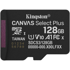 Карта пам`яті MicroSDXC 128GB UHS-I Class 10 Kingston Canvas Select Plus R150MB/s + SD-адаптер (SDCS3/128GB)