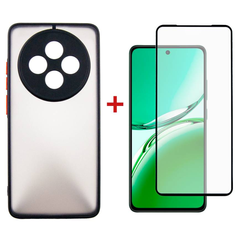 Чохол-накладка Dengos Matte для Oppo  Reno 12F 4G Black (DG-KM-157) + захисне скло