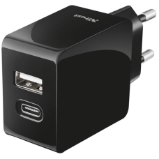 Мережевий зарядний пристрій Trust Urban Fast Dual USB-C&USB (17W, 2USB 3.0A) Black (21589)