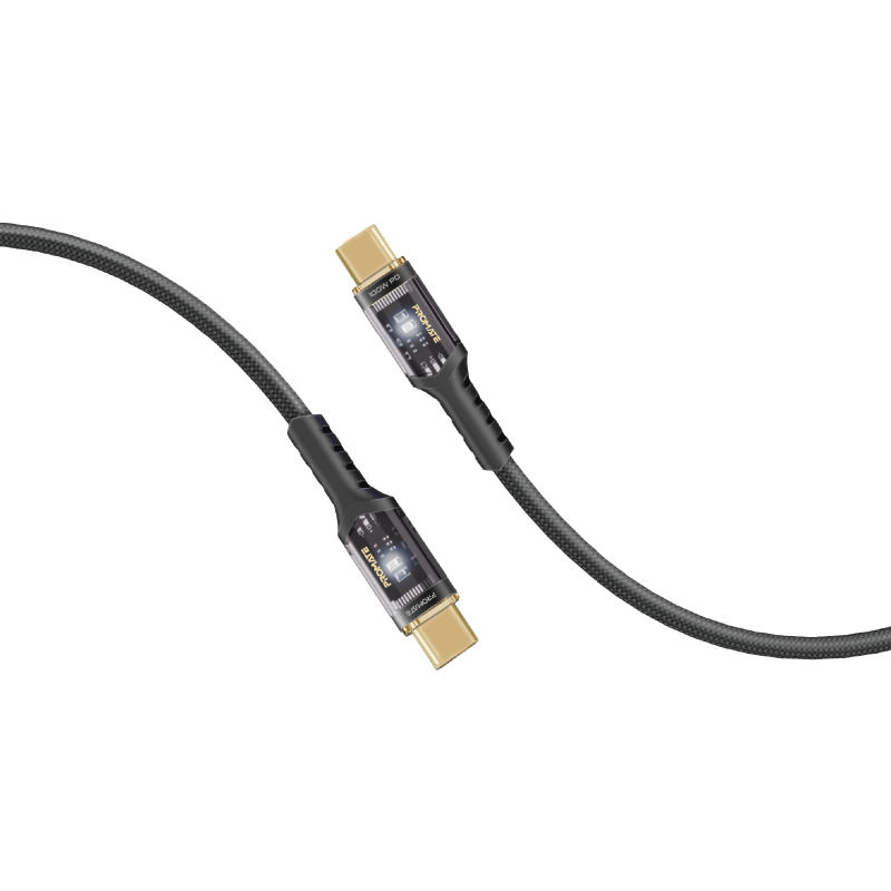Кабель Promate Lucidline-CC120 USB Type-C - USB Type-C (M/M), 5 A, 100 W, 1.2 м, Black