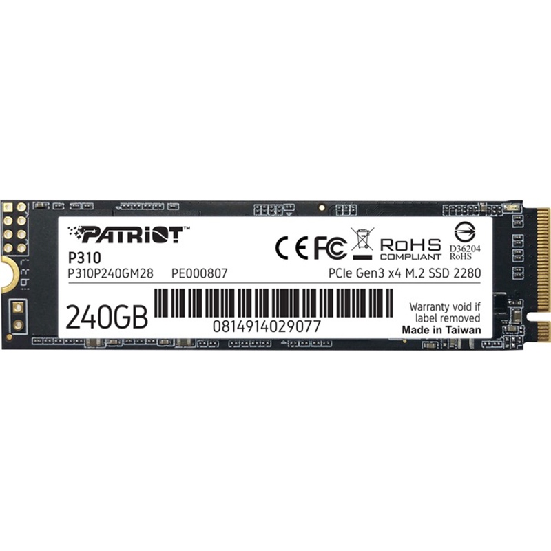 Накопичувач SSD  240GB Patriot P310 M.2 2280 PCIe NVMe 3.0 x4 TLC (P310P240GM28)