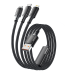 Кабель Essager Simple 3 in 1 USB - MicroUSB+USB Type-C+Lightning (M/M), 100W, 1.2 м Black (EXCMTL-JJ01-P)