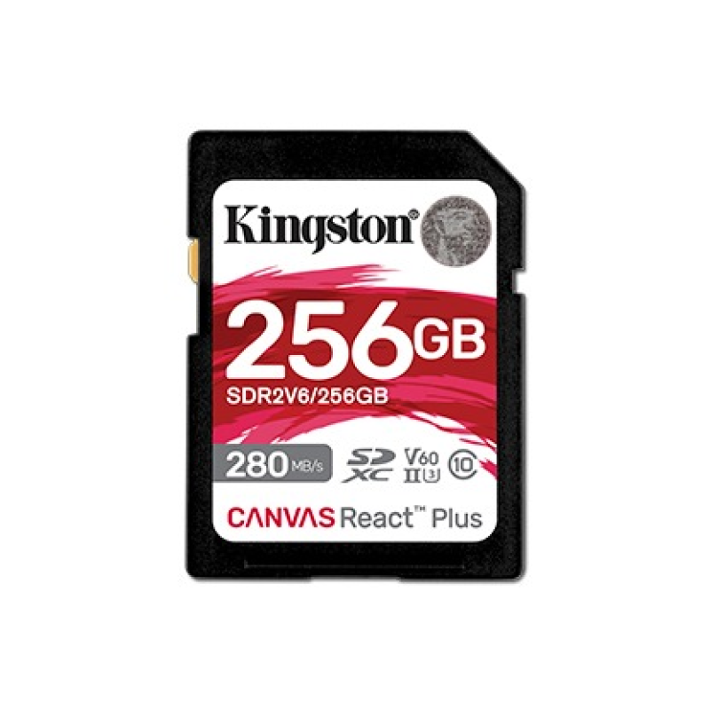 Карта пам`яті SDXC 256GB UHS-II/U3 Class 10 Kingston Canvas React Plus V60 SD R280/W150MB/s (SDR2V6/256GB)