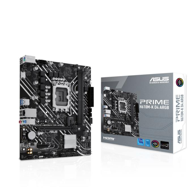 Материнcька плата ASUS PRIME H610M-K D4 ARGB s1700 H610 2xDDR4 M.2 HDMI D-Sub mATX ARGB