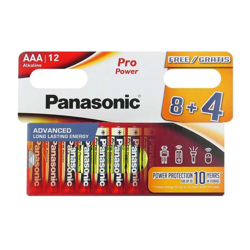 Батарейка Panasonic Pro Power AAA/LR03 BL 12(8+4)шт