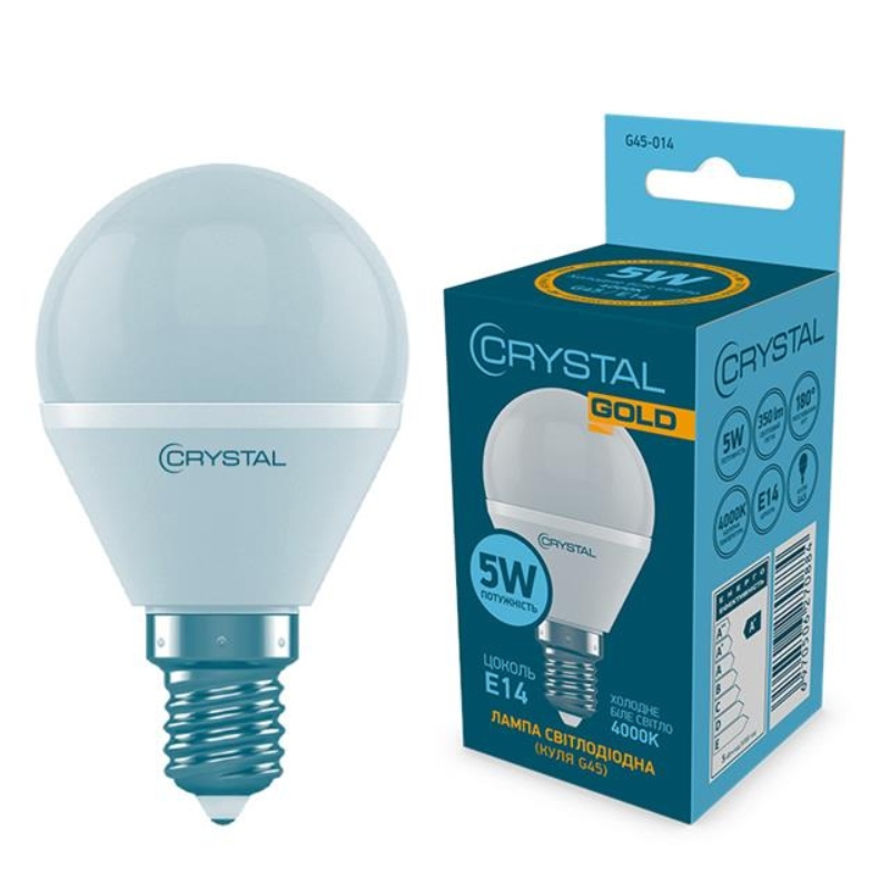Лампа світлодіодна куля Crystal 5W G45 E14 4000K (G45-014)