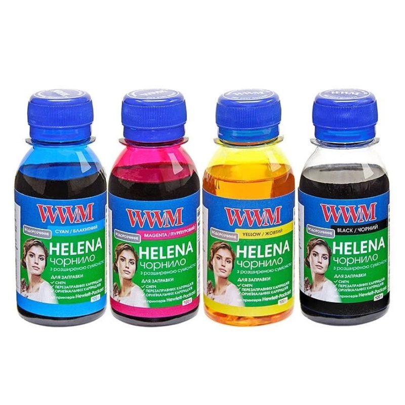 Комплект чорнил WWM HP Universal Helena для картриджей HP № 21,27,54,56,121,122,129,130,131,132,140,901 B/C/M/Y (HELENA.SET-2)