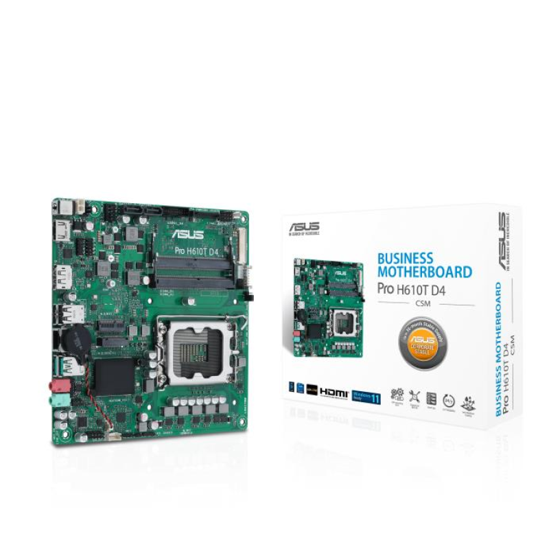 Материнcька плата ASUS PRO H610T D4-CSM s1700 H610 2xDDR4 M.2 HDMI DP LVDS Thin mITX